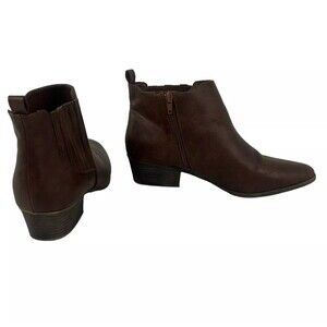 Madden Girl Harttt Brown Ankle Boot Faux Leather Pointy Toe Zip Size 10 READ